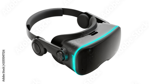 Картината върху платно Black virtual reality headset with glowing blue light