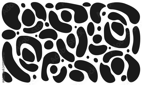 Set of abstract pebble like blob shapes in black, organic vector element pack for modern patterns, textile prints, branding details and contemporary graphic design