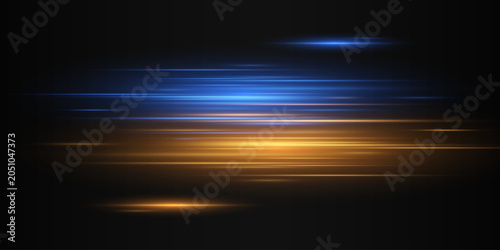 Abstract background with glowing blue and orange horizontal light lines