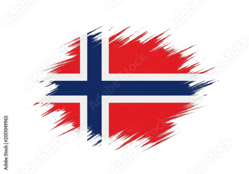 Grunge brush stroke with norway flag isolated on transparent background