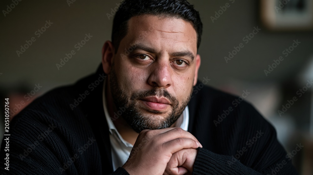Obraz premium Middle Manager Burnout Young Moroccan Plus Size Man Weary