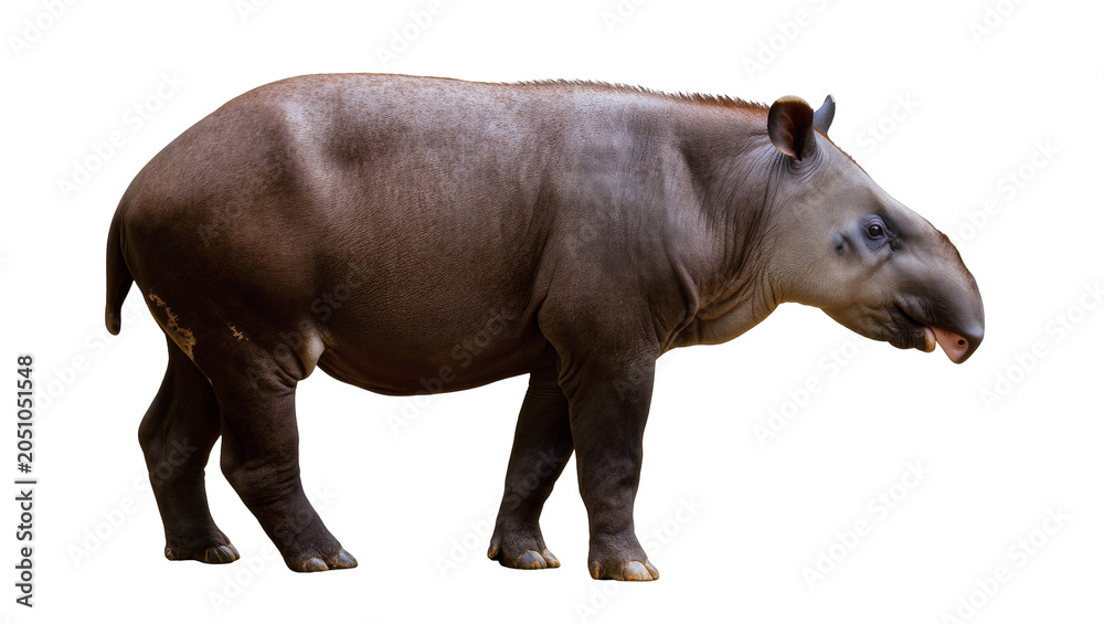 Fototapeta premium South American Tapir with Prehensile Nose and Dark Brown Fur