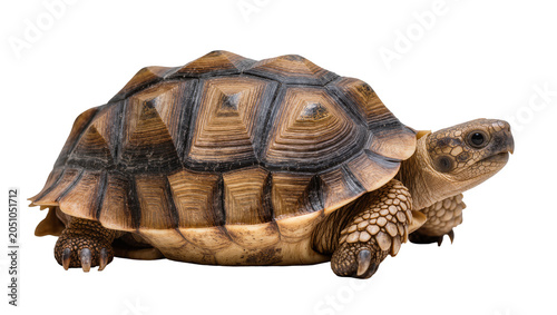 Φωτογραφία Sulcata tortoise with detailed textured shell and scales