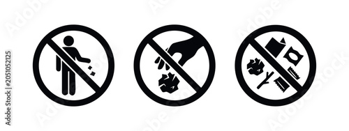 Tableau sur toile No littering signs set. Do not throw trash icons.