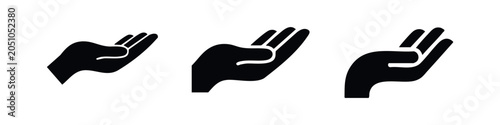 Fotografie Open hand gesture icons set