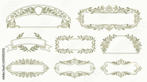 Vintage floral decorative border frames.