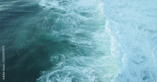 Peaceful marine landscape with waves breaking in the open sea