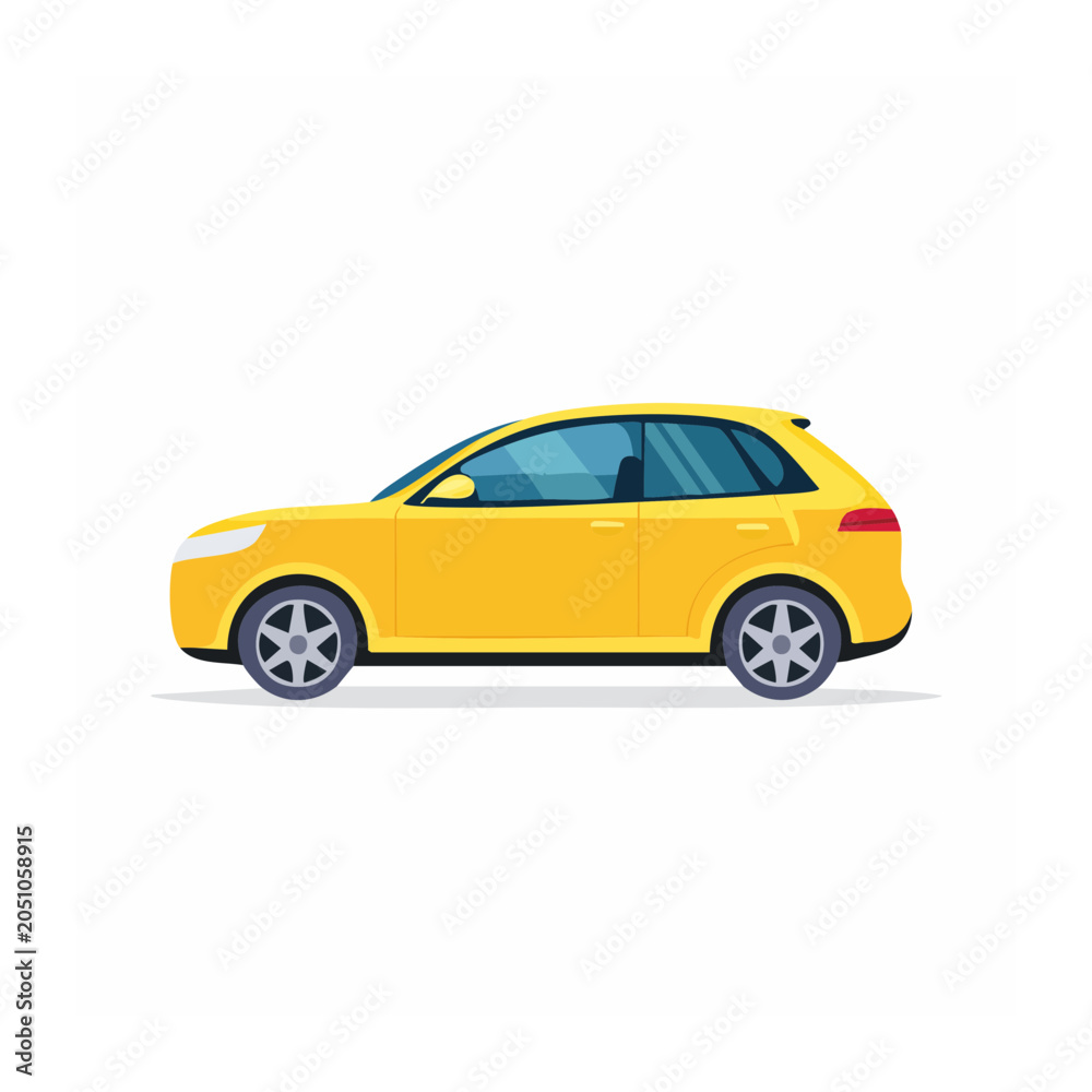 Obraz premium Yellow car illustration in flat design style