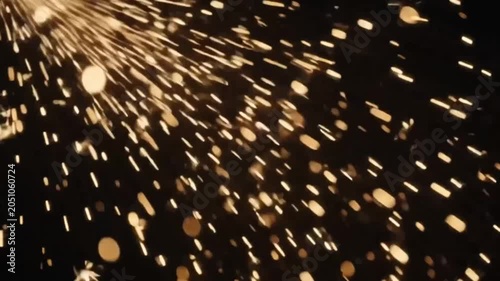 Fast Flying Fire Sparks Overlay featuring golden sparks streak diagonally across the black frame like hot metal fragments flying