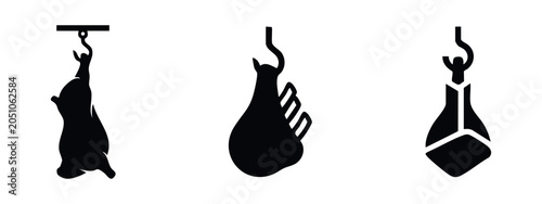 Canvastavla Hanging meat icons set