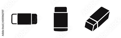 Foto Eraser vector icons set. Stationery and correction tool symbol.