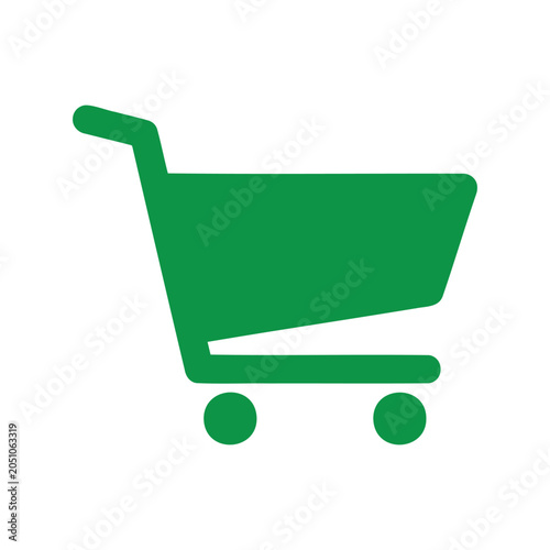 Green Shopping Cart Icon Symbol for E-commerce and Online Retail Business