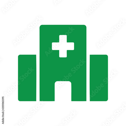 Green Hospital Building Icon for Healthcare Services, Medical Facilities, and Care