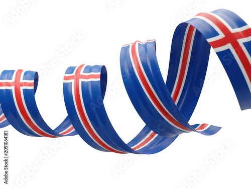 3d render of a curling ribbon featuring the flag of iceland isolated on transparent background