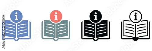 Photography Manual book icon representing instruction manual, user guide, handbook symbols,