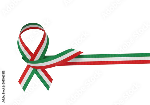 Italian flag ribbon loop isolated on transparent background