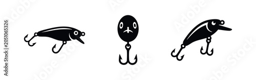 Billede på lærred Set of fishing lure icons