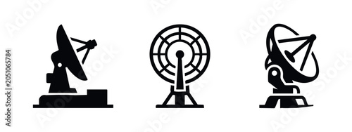 Foto Satellite dish and radar antenna icons set