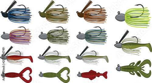 Photos Bass Fishing Jig and Soft Plastic Lure Collection with Skirted Jigs Swimbaits Cr
