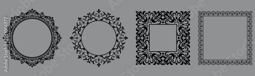 Obraz na plátne Set of decorative frames Elegant vector element for design in Eastern style, place for text