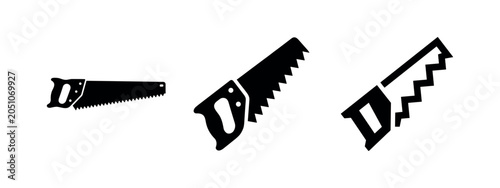 Tableau sur toile Black icons of hand saws with different blade and handle designs