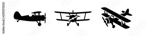 Foto Biplane icons in different views and orientations