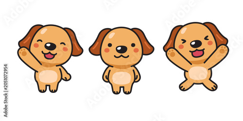 Cute Cartoon Dog Character Set Happy and Playful Puppy Vector