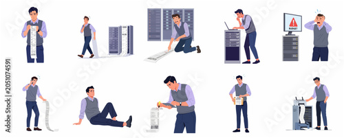 Fotografía Panicked Businessman and IT Specialist Dealing with High Cloud Computing Bills,