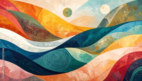 Vibrant abstract waves art design.