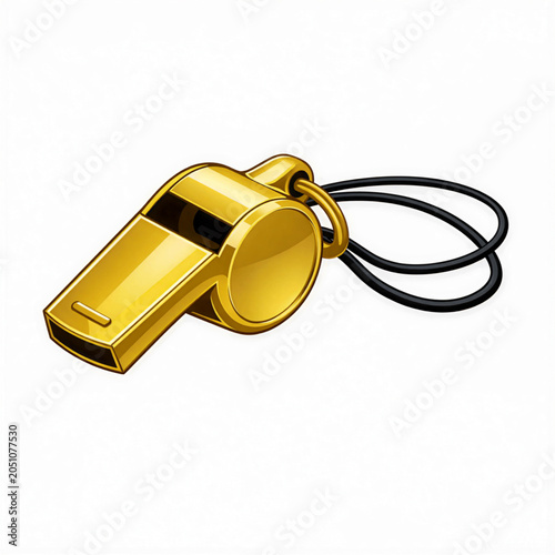Referee whistle icon. Symbol of sport, match or championship. Referee whistle, attribute of sports referee or violation of game rules. For playing football or hockey, volleyball or basketball. Vector
