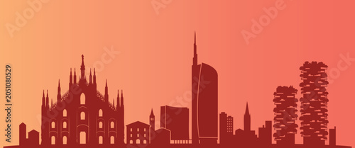 Milan vector illustration of city skyline in silhouette