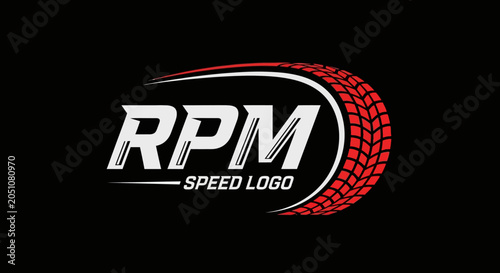 Schilderij op canvas RPM Speed Logo with Tire Tread Graphic.
