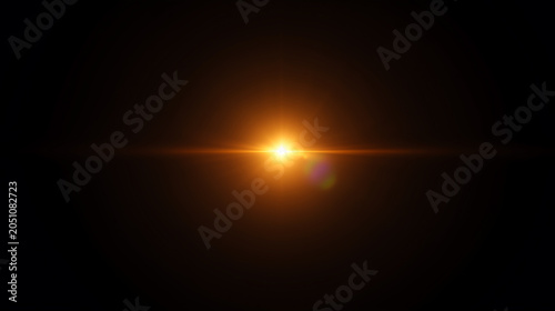 radiant flare of light on black background, Lens flare effect