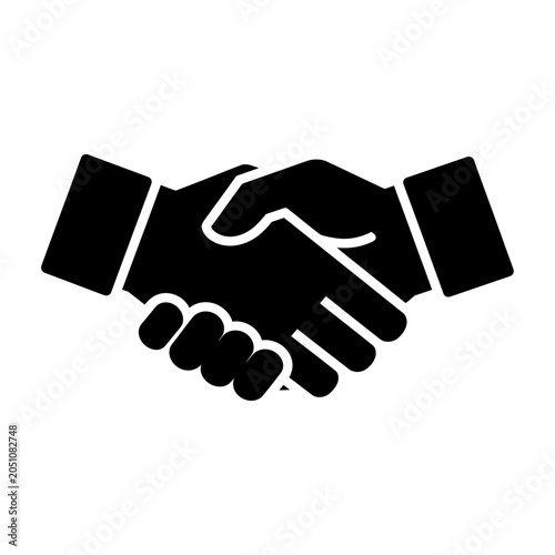 Sleek vector of two hands firmly shaking in a symbol of agreement and partnership.