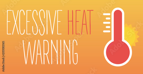 Foto Excessive heat warning with a thermometer indicating high temperatures and a bright sun