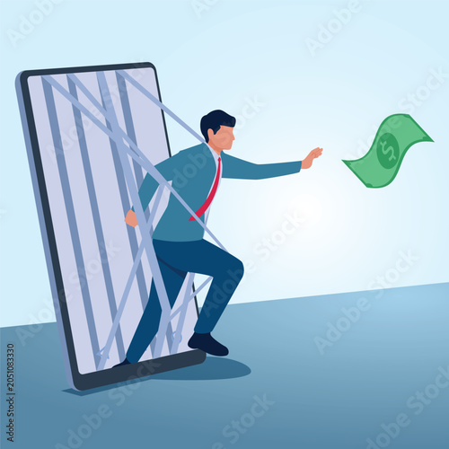 Fotografija man gets caught in phone while trying to catch flying money