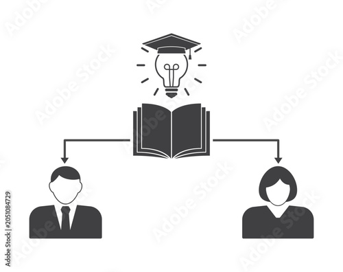 Man and woman with book and lightbulb