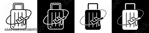 Quadro su tela Travel Agency Icon Black And White Vector Illustration.