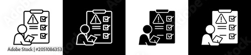 Foto Assessment Icon In Outline And Glyph Styles With Black And White Variations