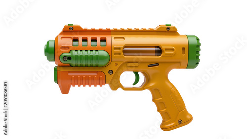 Fotografía Orange and green toy blaster gun with detailed grip