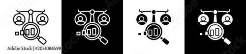Tableau sur toile Benchmarking Icon In Outline And Glyph Styles With Black And White Variations
