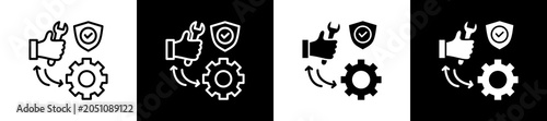 Photos Initial Support Icon In Outline And Glyph Styles With Black And White Variations