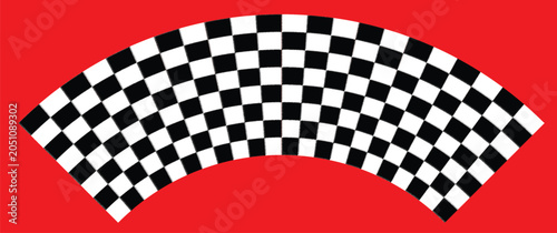Abstract Curved Checkered Pattern Vector Illustration on Red Background