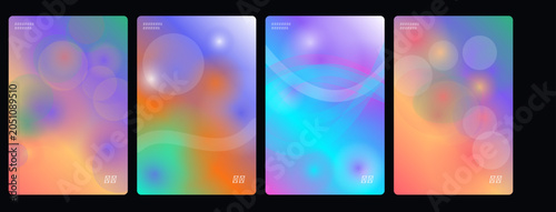 Cuadro en lienzo Holographic backgrounds, iridescent effects, gradient textures, colorful bokeh,