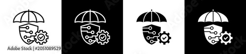 Quadro su tela Safeguard Icon In Outline And Glyph Styles With Black And White Variations