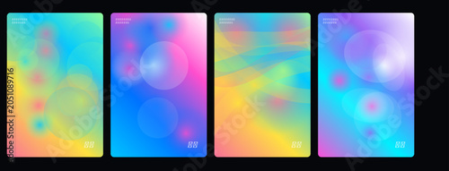 Fotografía Holographic backgrounds, iridescent textures, colorful gradients, abstract patte