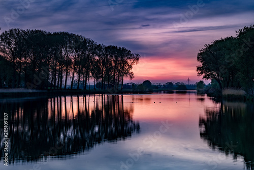 sunset over the lake