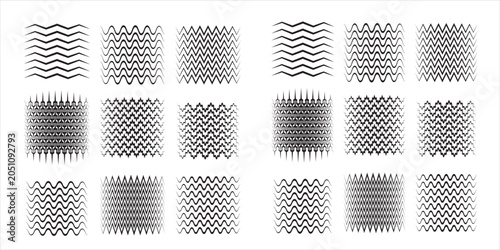 Billede på lærred Wave line and wavy zigzag pattern lines
