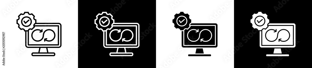 Fototapeta premium Account Setup Icon In Outline And Glyph Styles With Black And White Variations