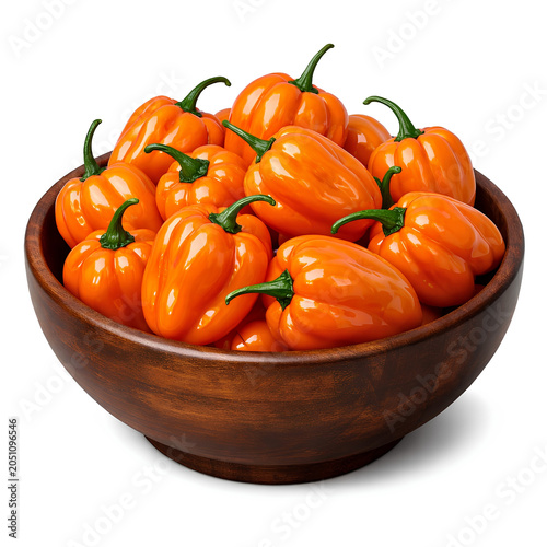 Bowl of Orange Peppers Realistic 3D Food Illustration